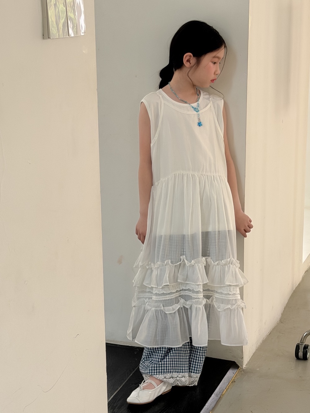 浪花拼接長洋裝