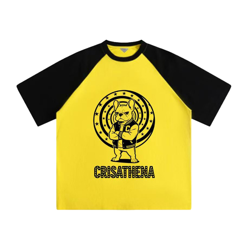 Crisathena French Bulldog T-Shirt in Yellow,Black CT-CH2621-YLW_BLK -M