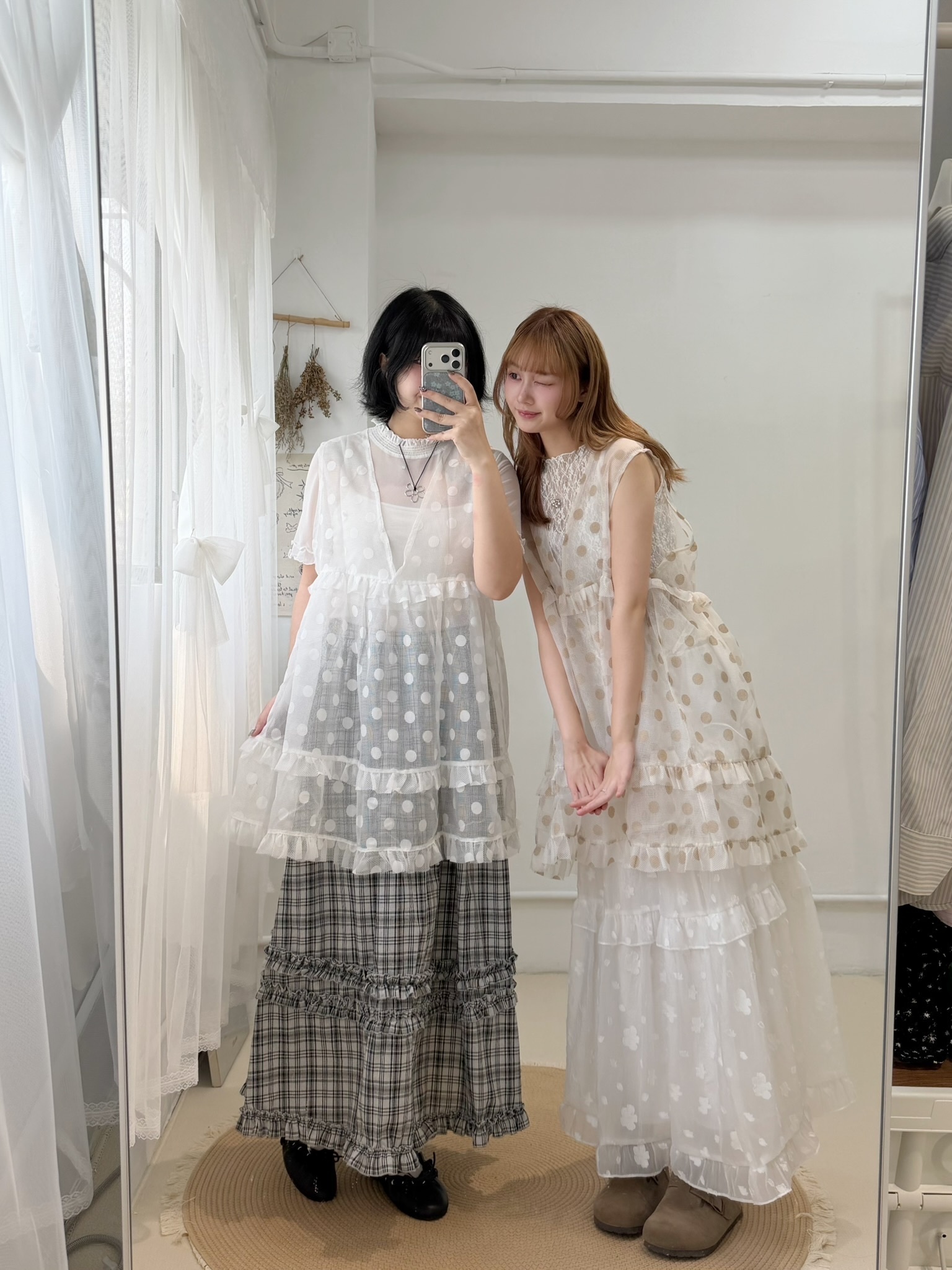 超可愛！2ways大波點V領外搭outer 三色入
