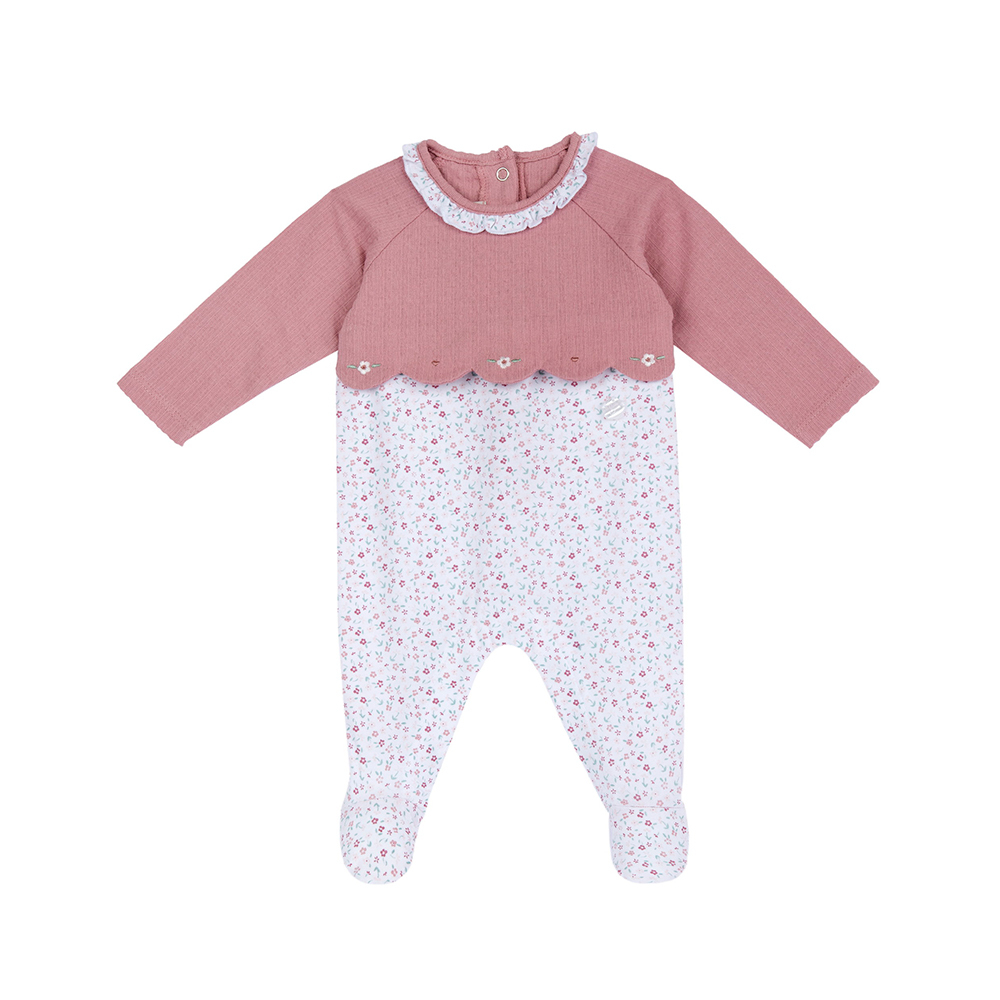 花園派對-剪接滿版花朵後開長袖兔裝