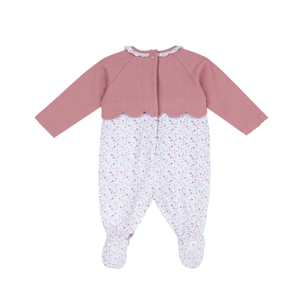 花園派對-剪接滿版花朵後開長袖兔裝