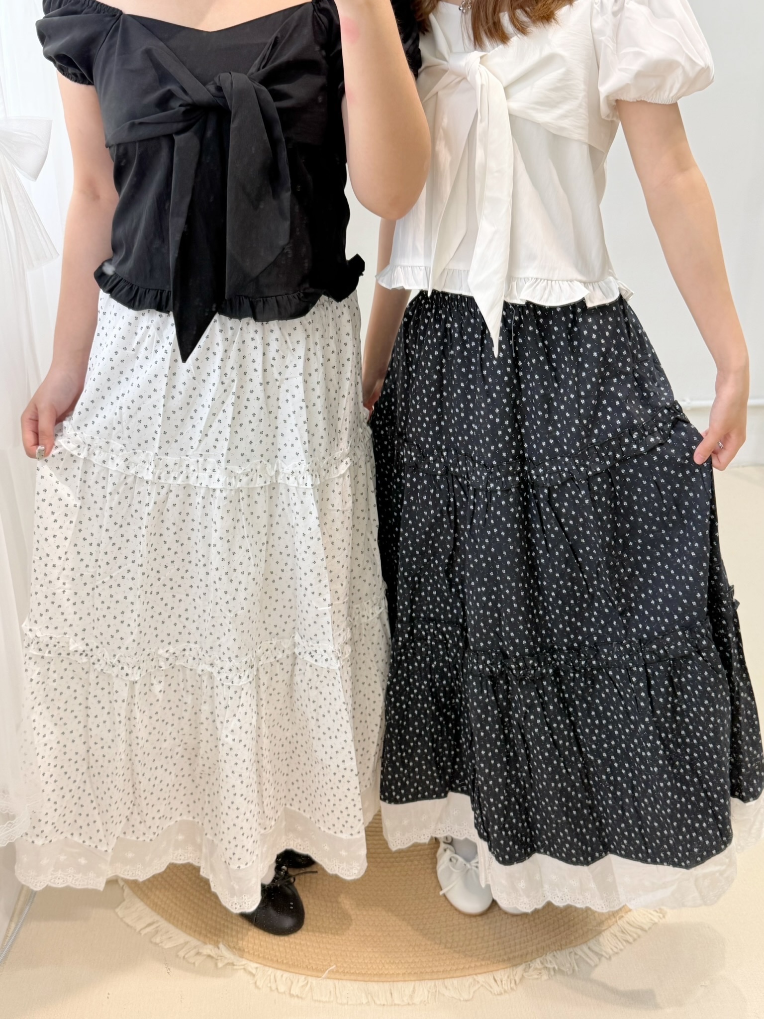 野餐🧺碎花蕾絲邊蛋糕裙 兩色入