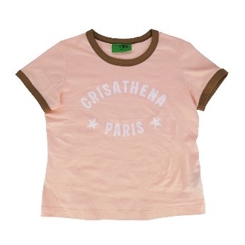 Crisathena Paris Short T-Shirt in Pink,White CT-CH2627-PNK_WHT-M