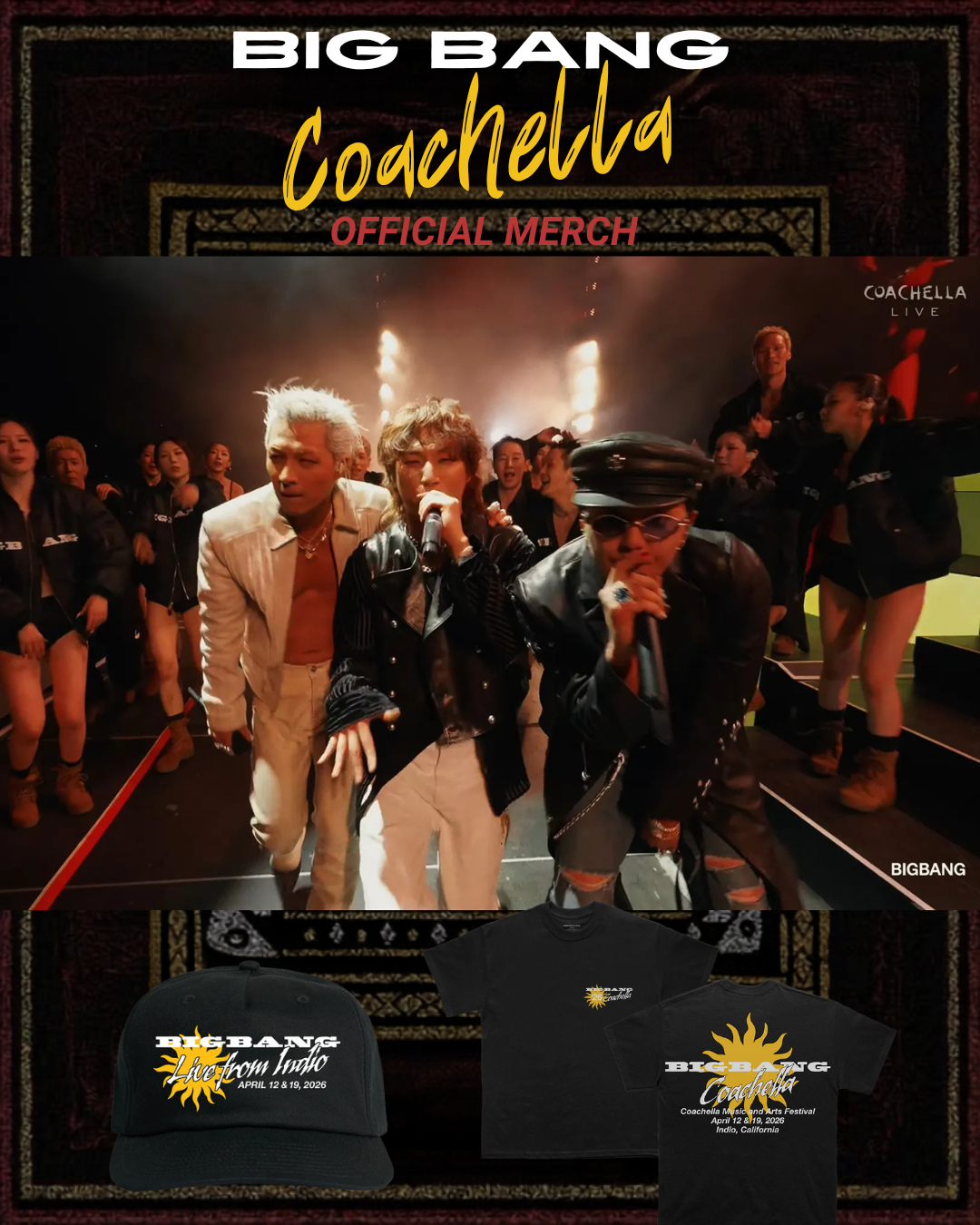 BIGBANG Sundaze Coachella 2026 科切拉 Black Tee 限定紀念商品 短T 老帽
