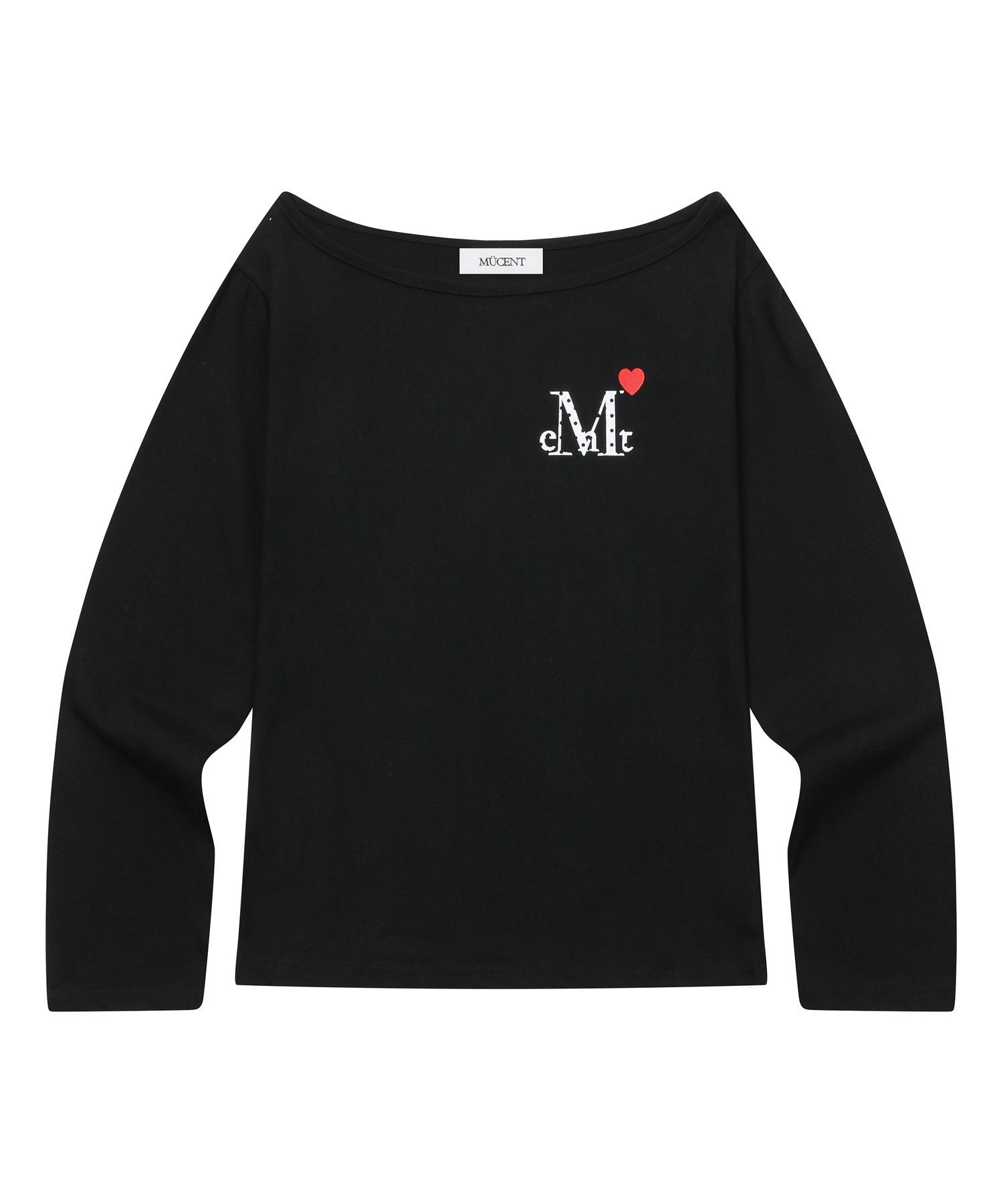 MUCENT 單肩愛心 Logo 長袖 T 恤 P0000BGR