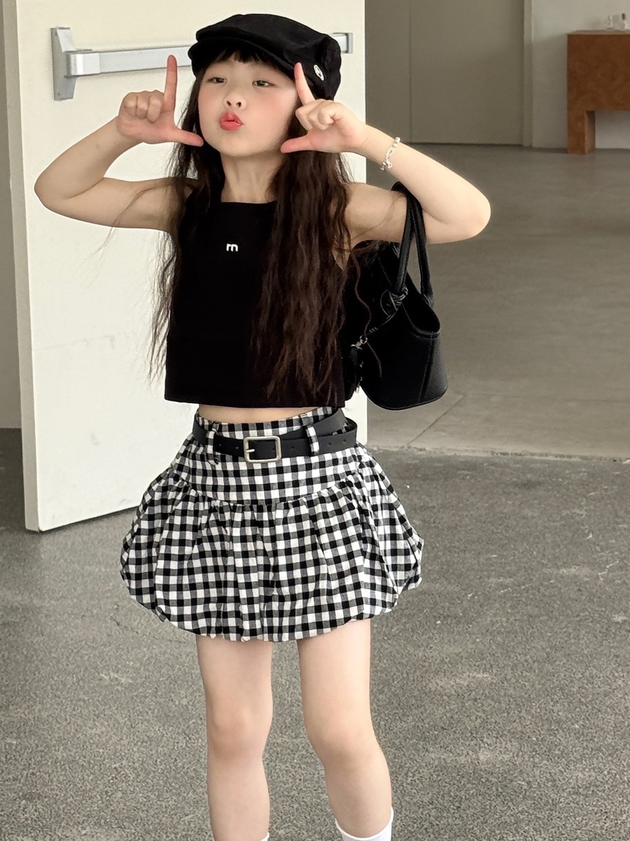 甜酷高腰燈籠短裙