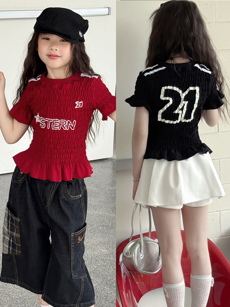 夏季皺摺花邊設計感上衣