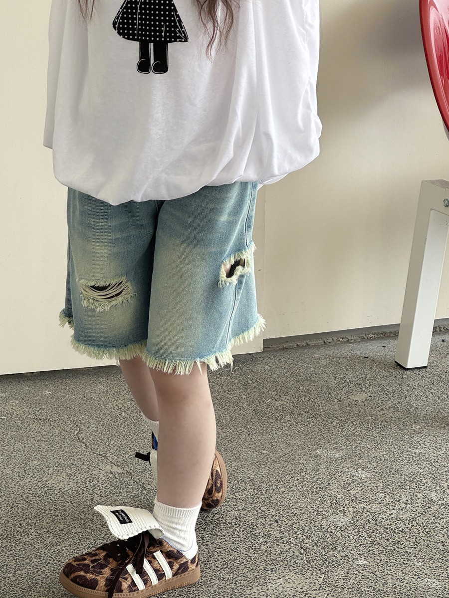 夏季薄款鬚鬚破壞五分褲