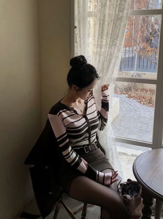 粗細拼色條紋針織衫