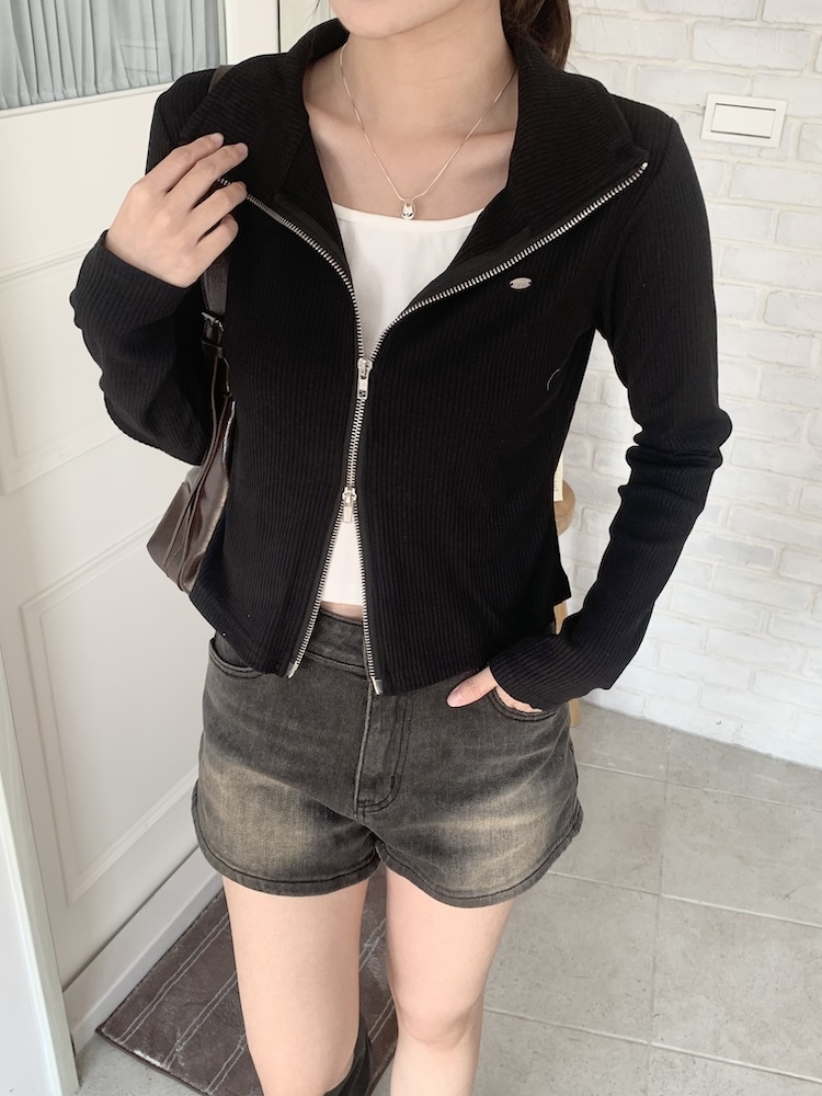 雙拉鍊假兩件上衣