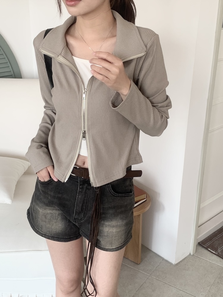 雙拉鍊假兩件上衣