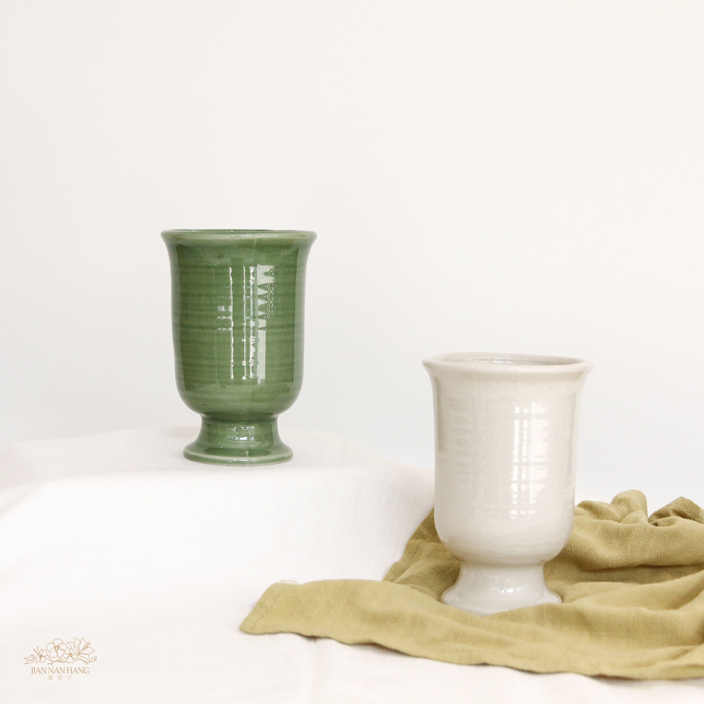 陶瓷花器 中式高腳花器 2色