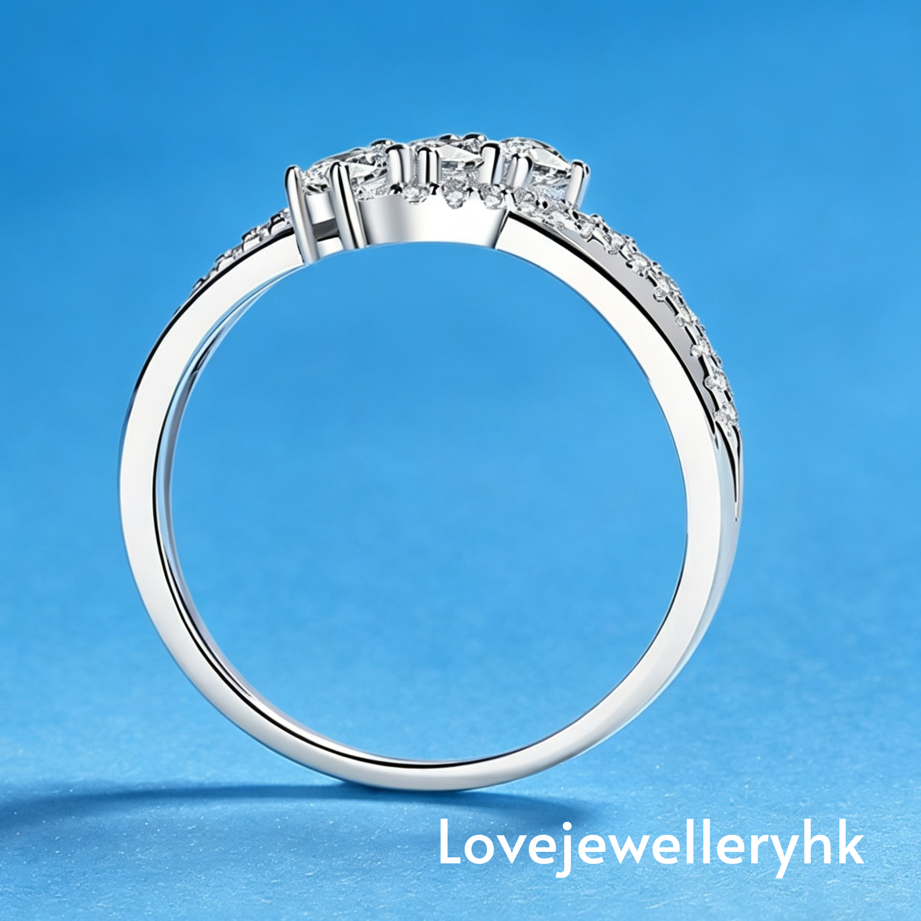 全莫桑鑽交叠戒指        R041.5C040