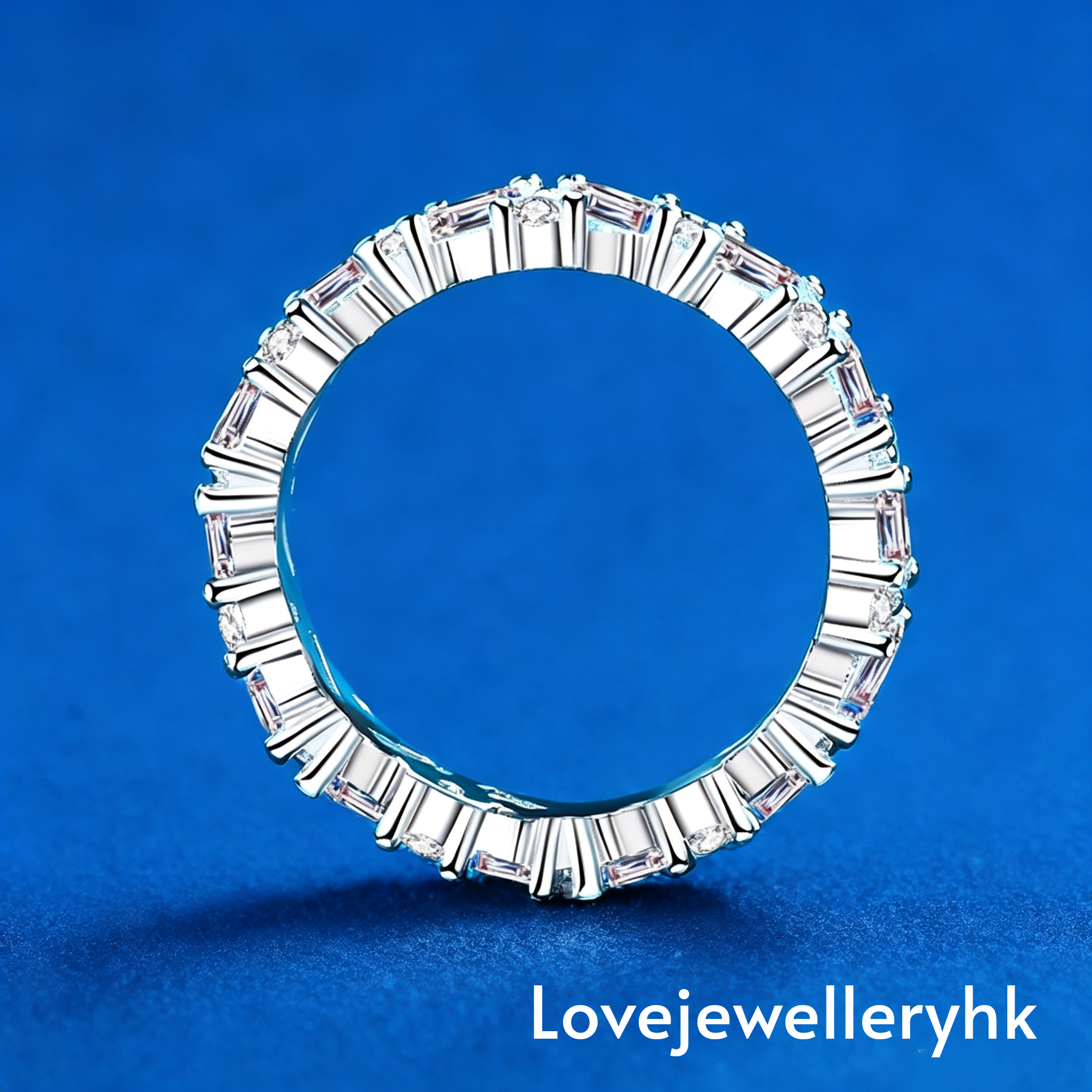 全莫桑鑽祖母切混圓滿圈戒指        R2.52C075