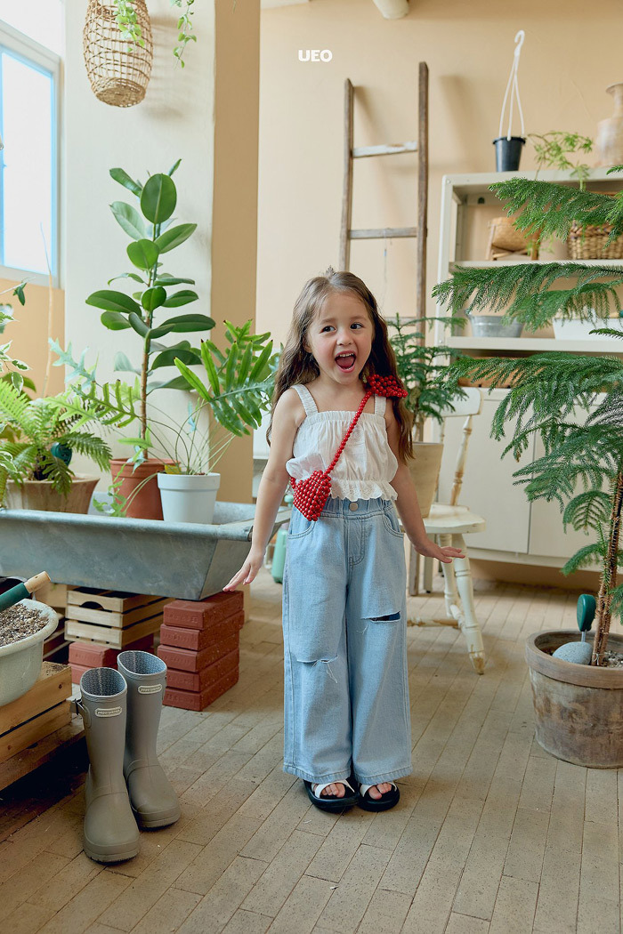 正韓夏UEO 割破牛仔直筒褲