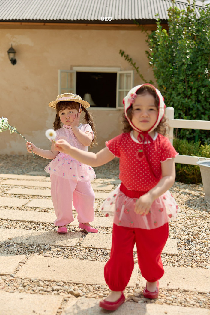 正韓夏UEO 兩色草莓西瓜拼紗運動褲