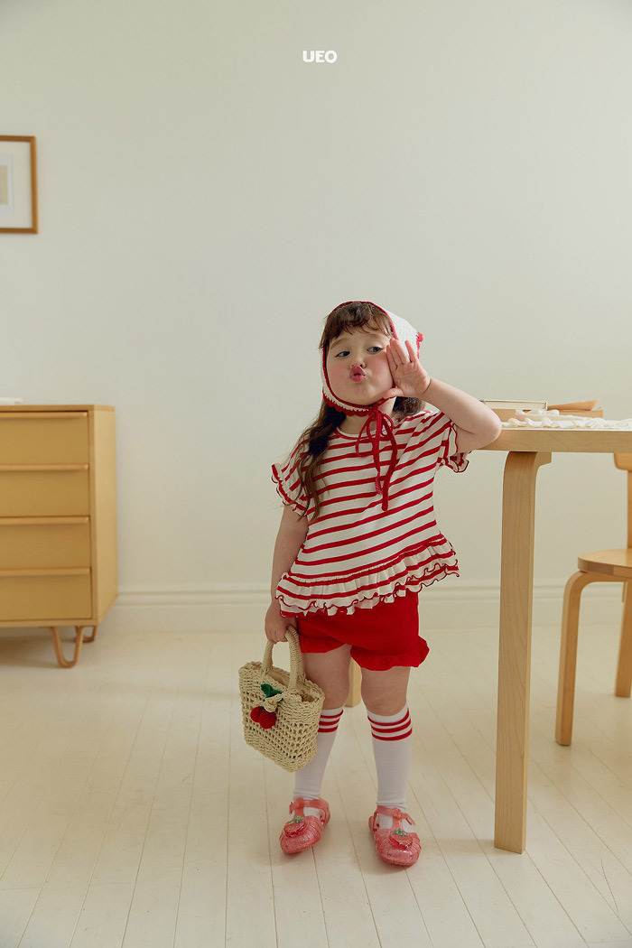 正韓夏UEO 兩色花邊木耳上衣