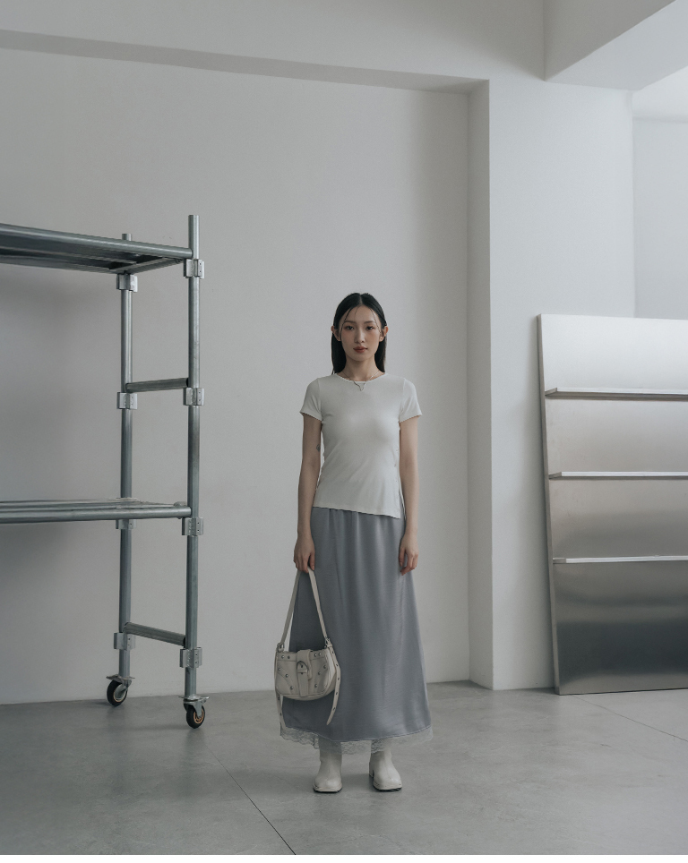 Plain fabric, single-sided snap button design, elastic fitted top-white【01099546】in stock+pre-order