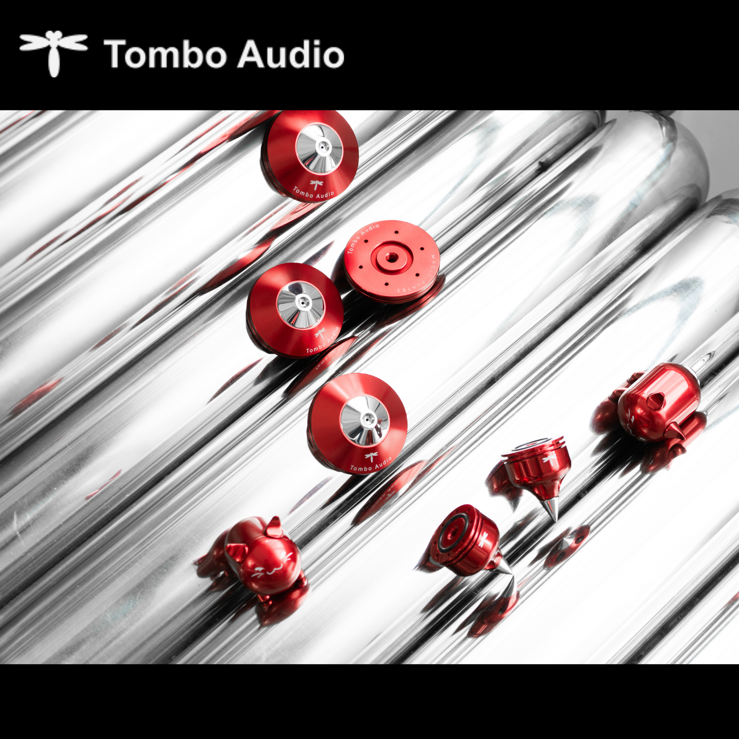 Tombo Audio Magic Plate 05 ball bearing vibration control MP-5 Ruby Red with Meow GR