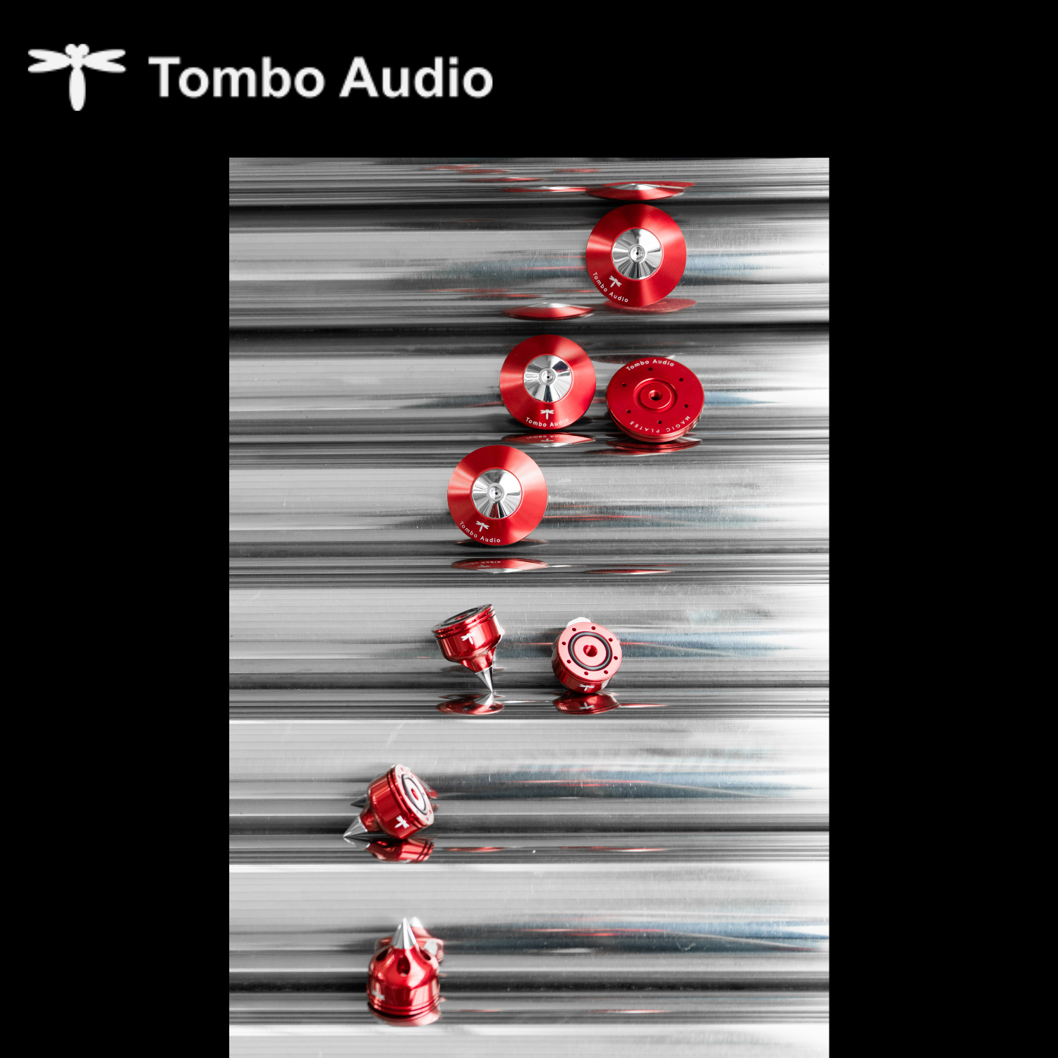 Tombo Audio Magic Plate 05 ball bearing vibration control MP-5 Ruby Red Beauty Shot with spike