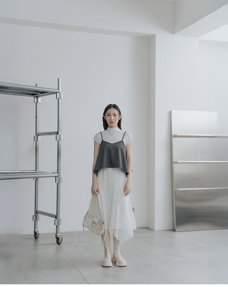 V-neck, irregular hem, spaghetti strap cover-up vest - gray【01099603】in stock+pre-order