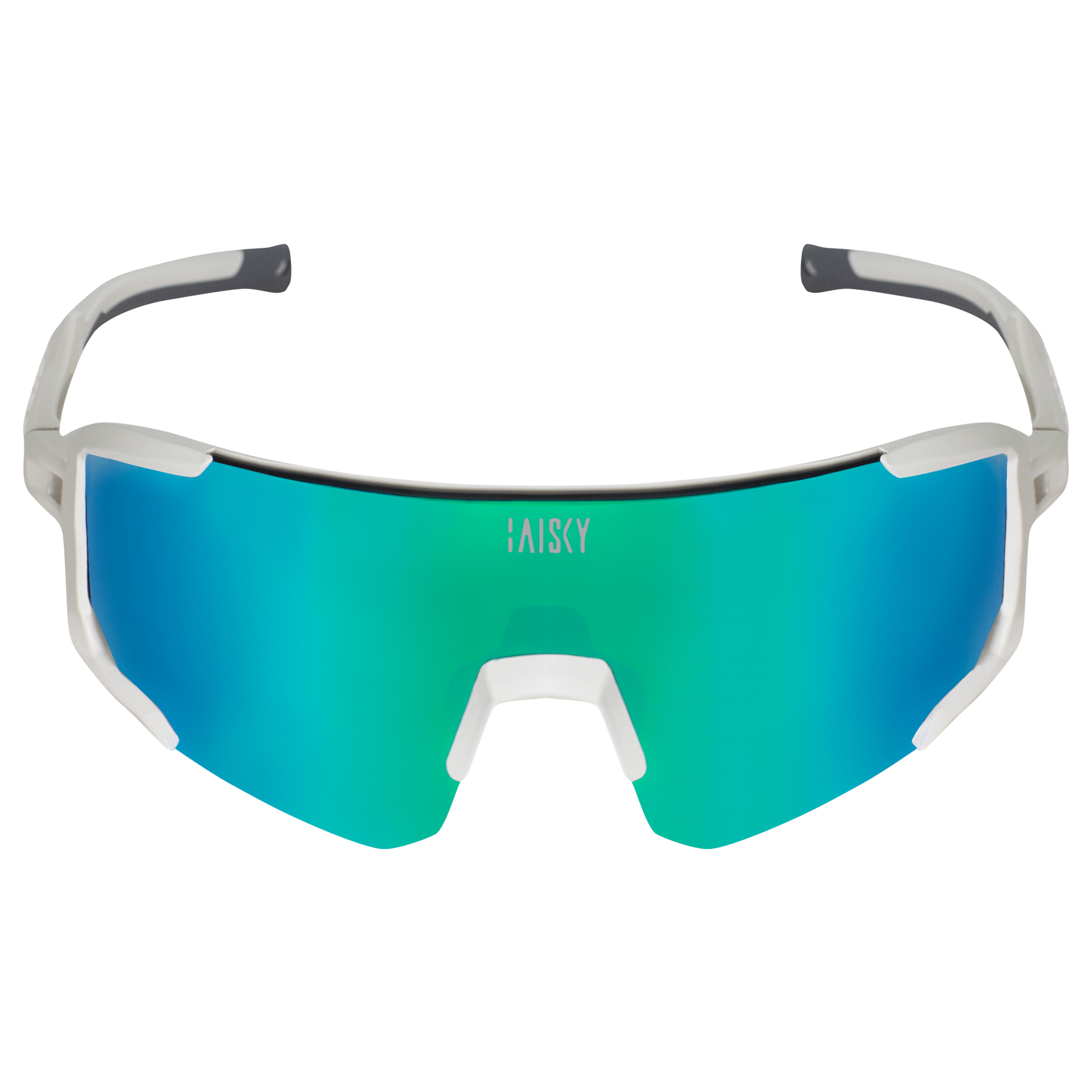 運動風鏡 灰白框電鍍藍綠