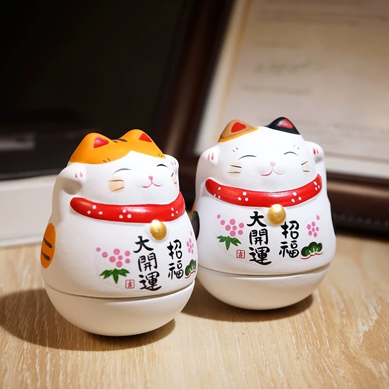 藥師窯不倒翁招財貓
