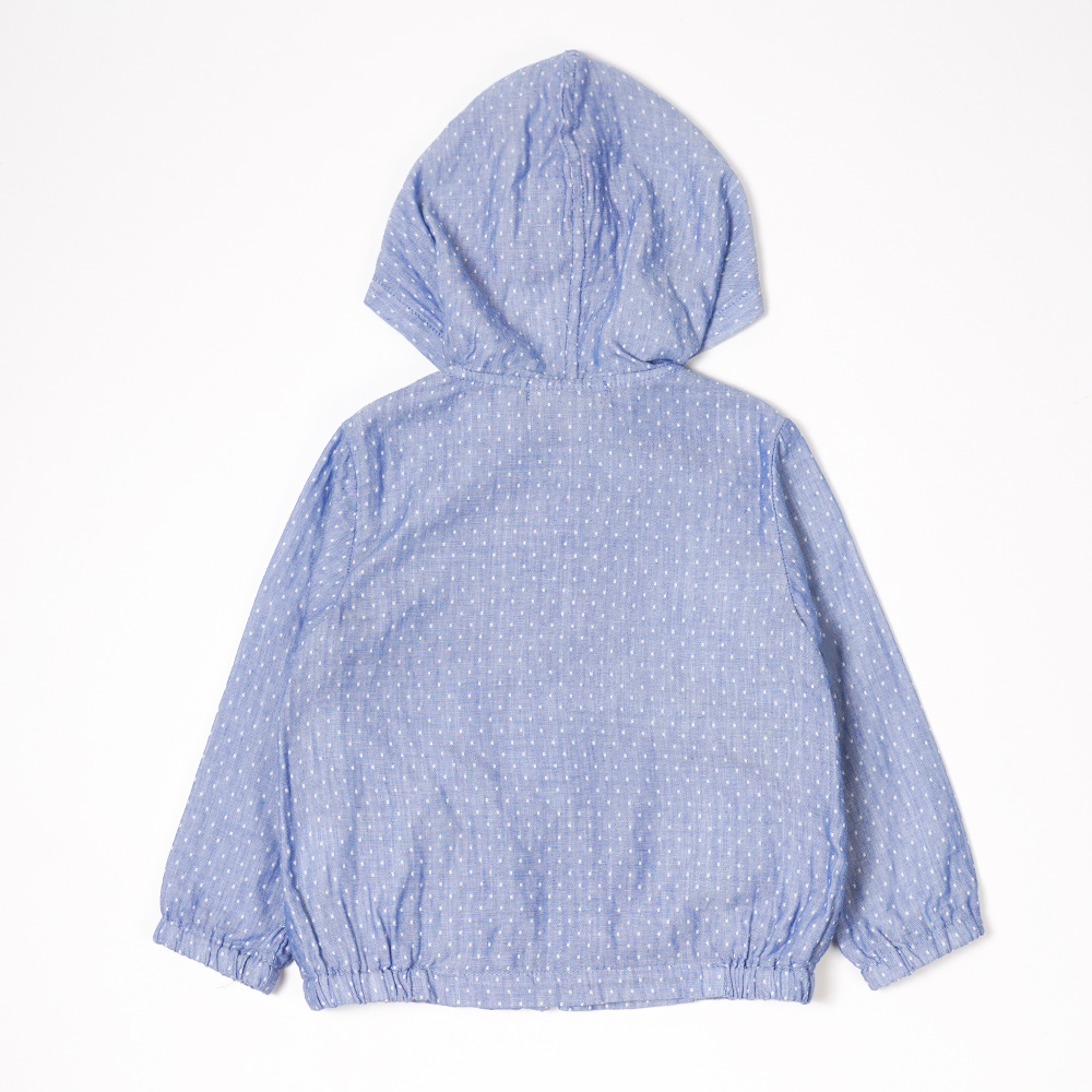 PIPPY 素雅點點純棉小馬吊飾連帽外套 藍