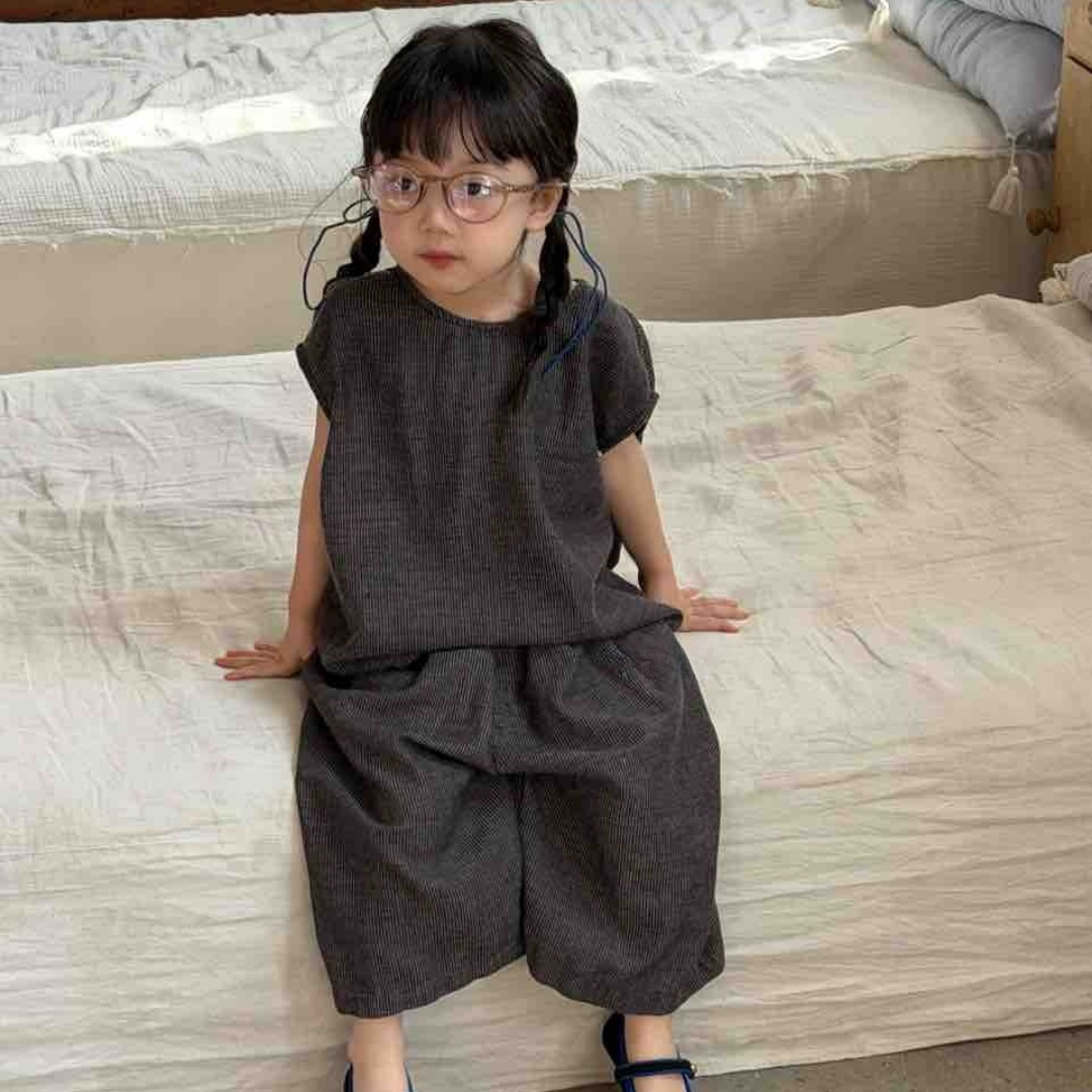 26夏 棉質細紋寬鬆套裝