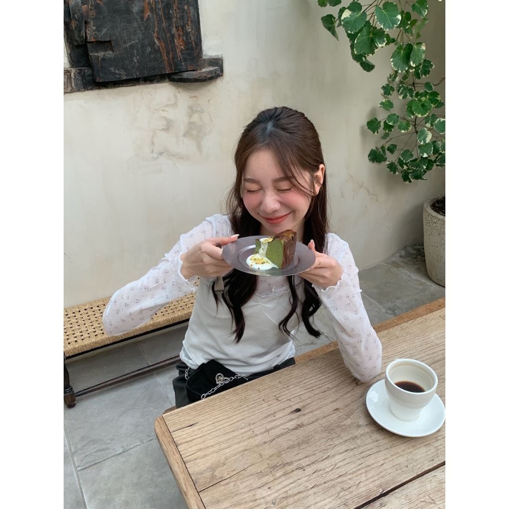 A02 空氣感疊穿 碎花網紗上衣 #9906