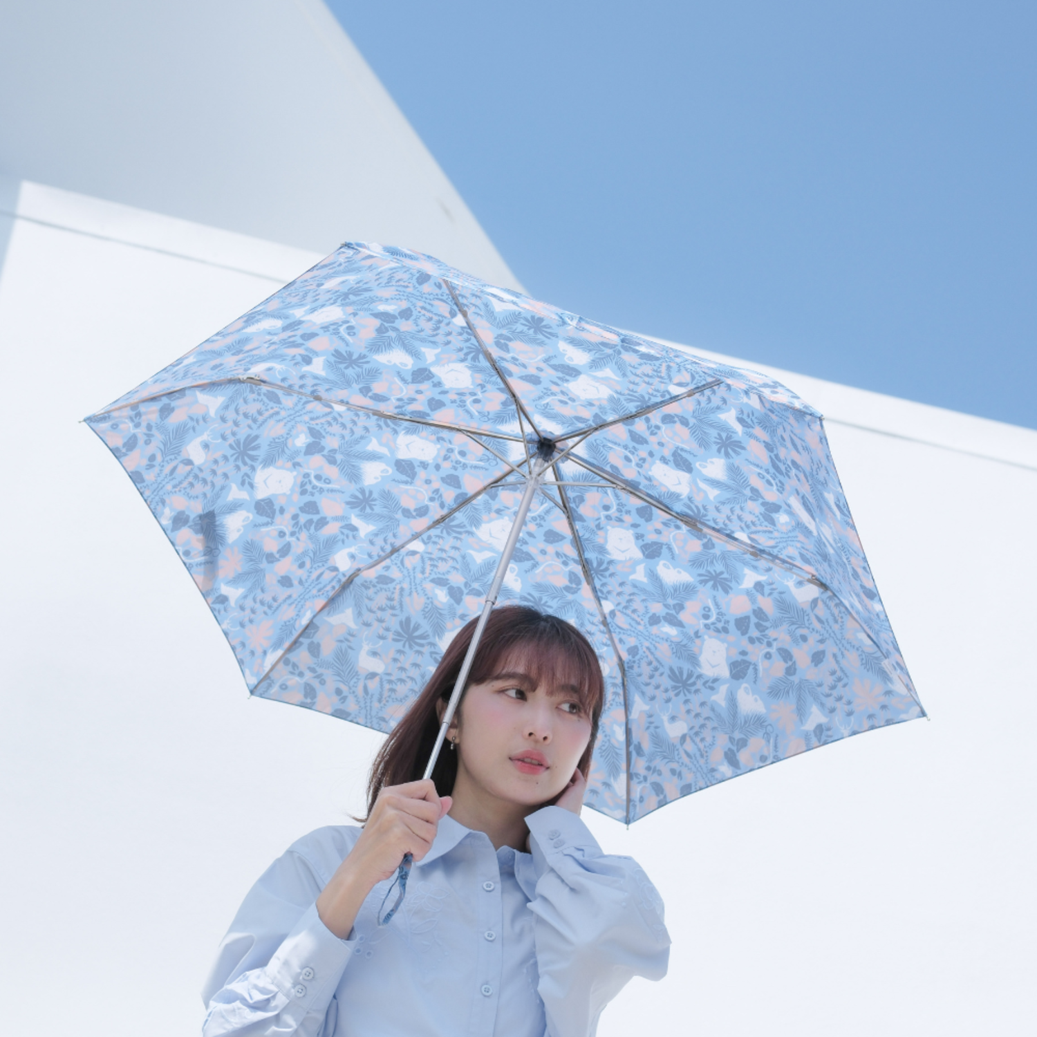 鈦輕超輕量自動傘/印花樂 x OMBRA/山林朋友/暗藍