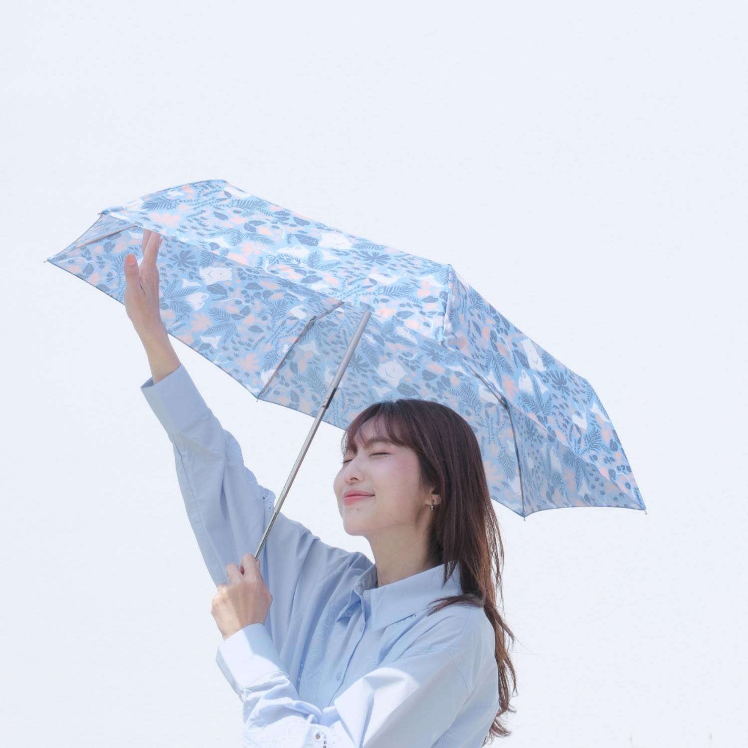 鈦輕超輕量自動傘/印花樂 x OMBRA/山林朋友/暗藍