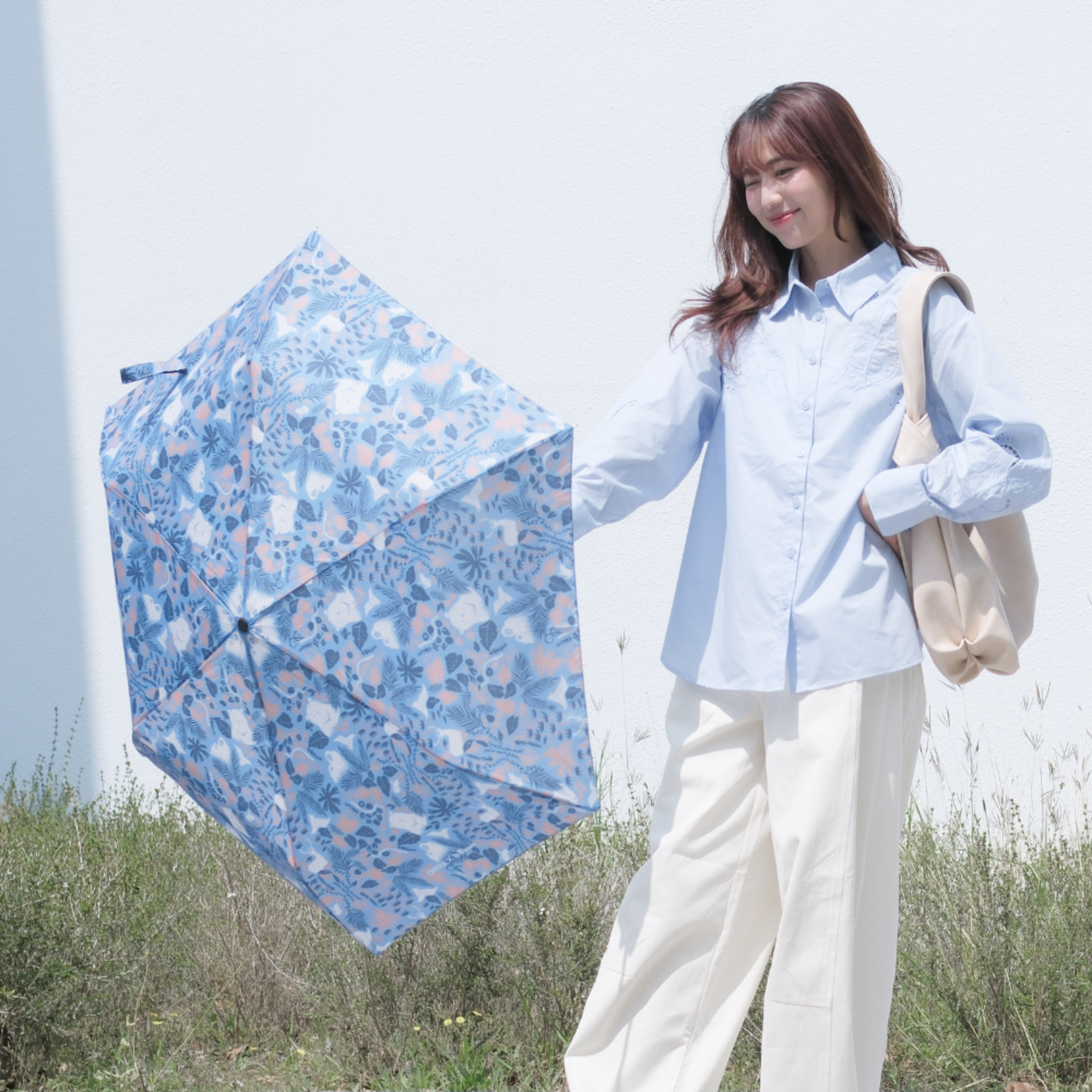 鈦輕超輕量自動傘/印花樂 x OMBRA/山林朋友/暗藍