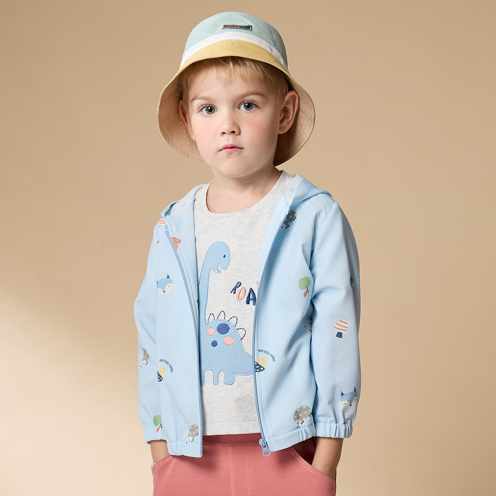 PIPPY 俏皮印花彈性棉連帽外套 藍