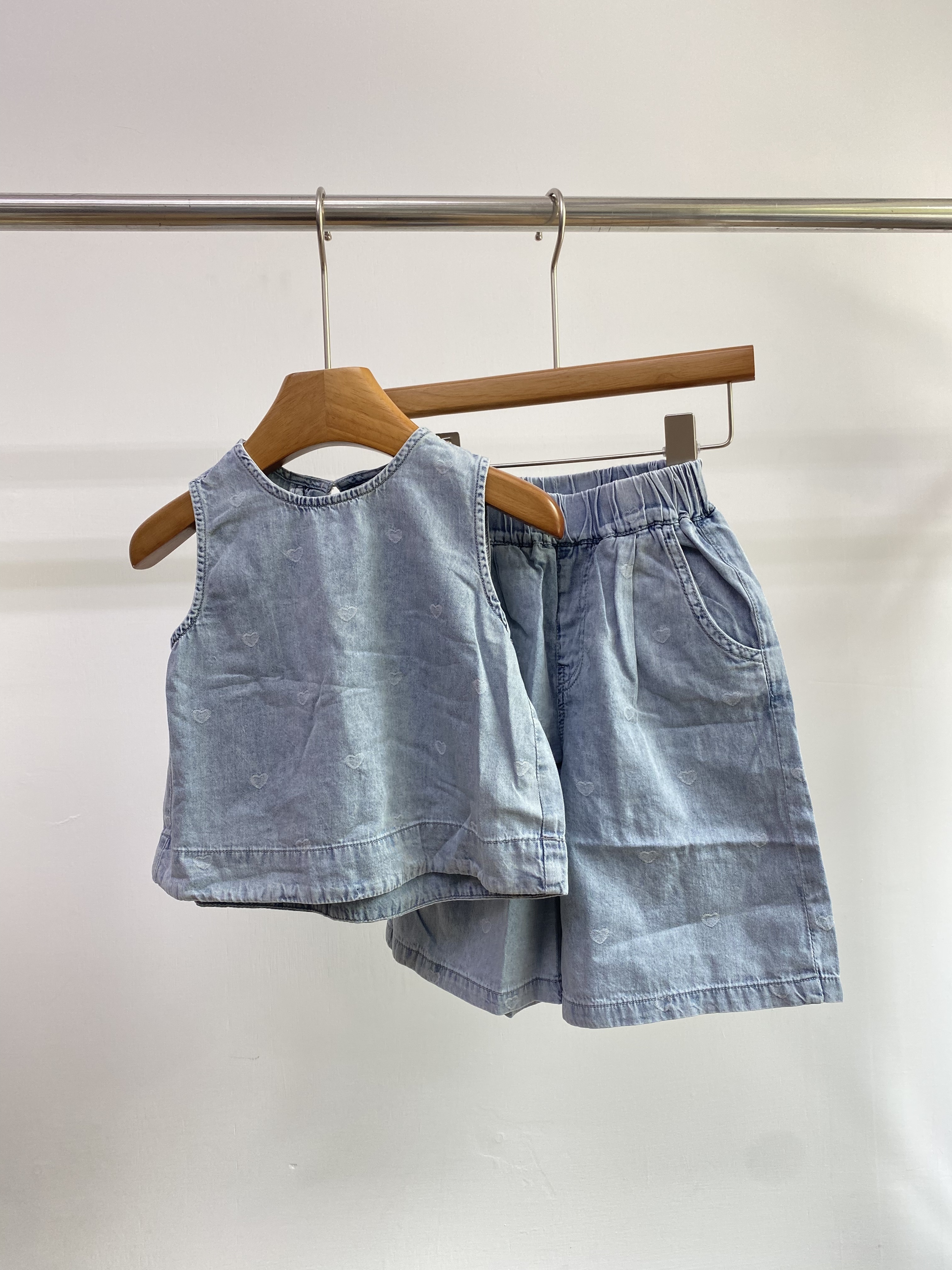 A04885愛心牛仔兩件套