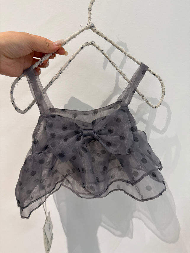 26夏 霧紗點點蝴蝶結上衣