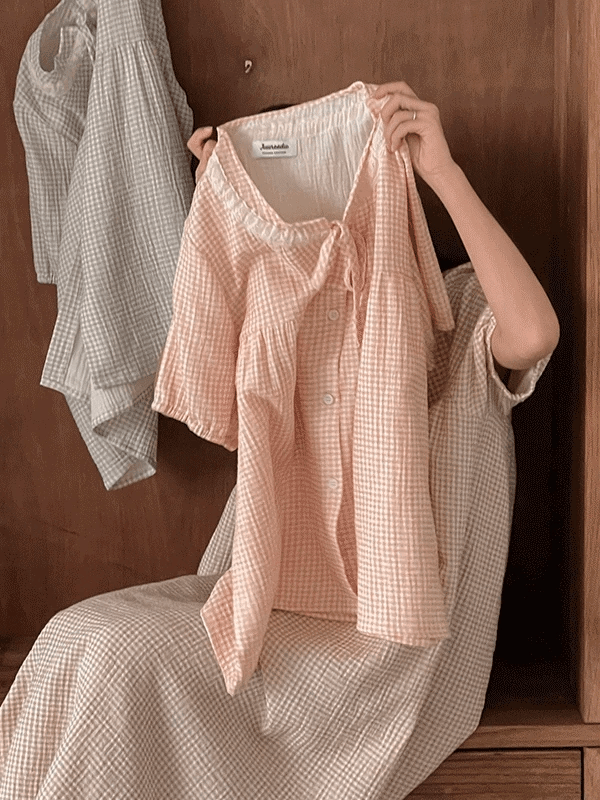 [6,000件熱銷/☁全棉] Juuneedu｜[短袖睡衣] Daisy Lace Pajama [3 colors]（☁️關鍵字J162)