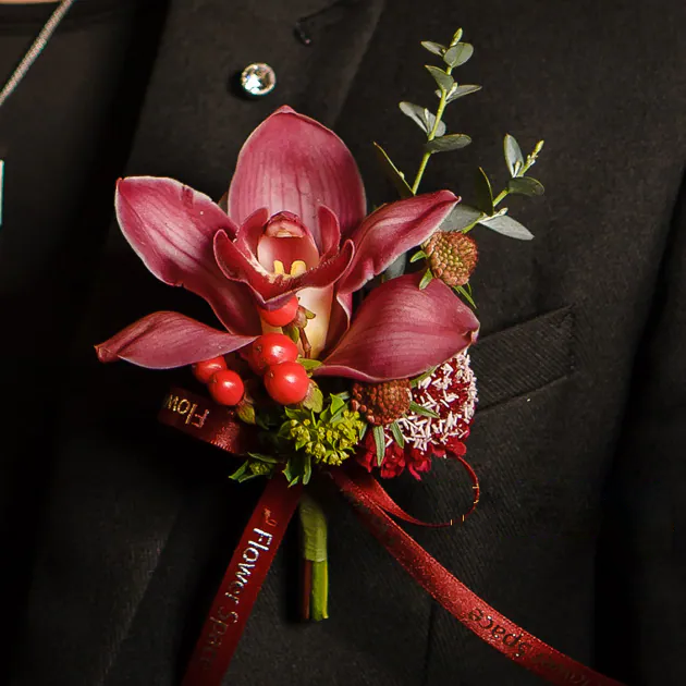 酒紅東亞蘭 胸花