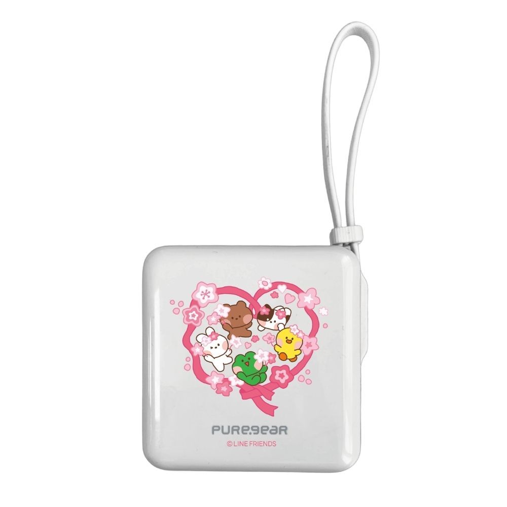 自帶線掛繩式10000mAh行動電源 / 櫻花季(LINE FRIENDS minini)