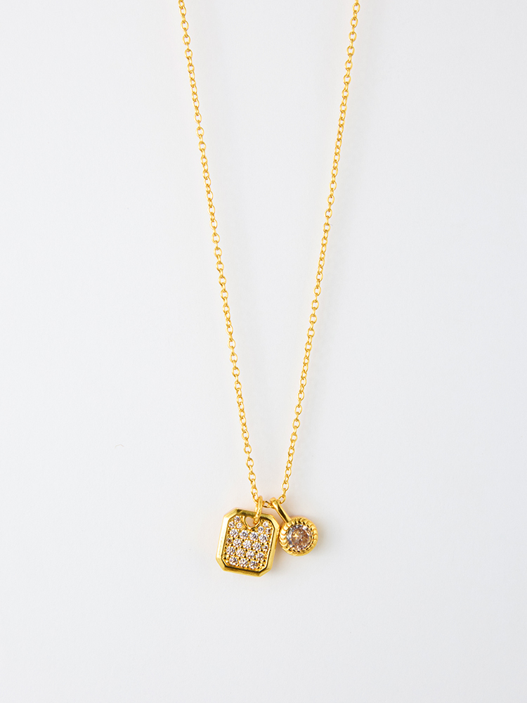 滿鑽方牌吊墜項鍊