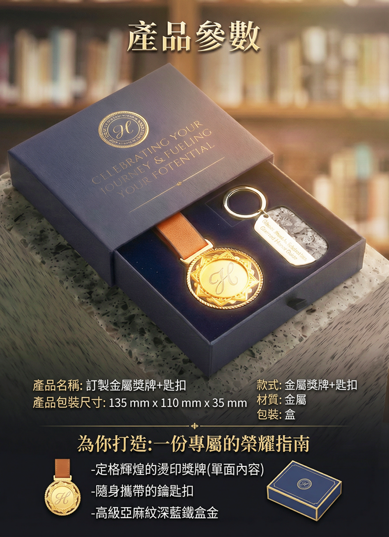 訂製金屬獎牌+匙扣禮盒套裝 升級送盒面彩色LOGO BK2668