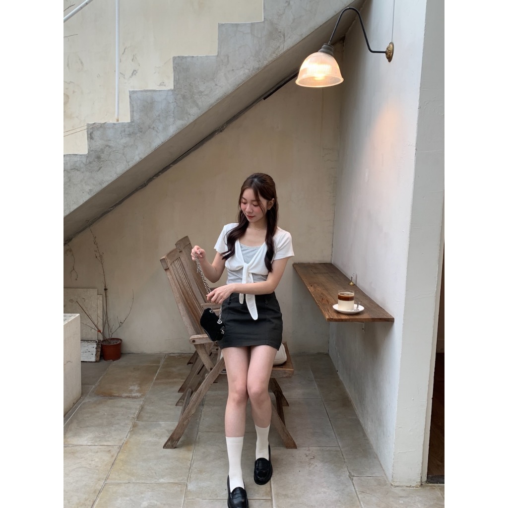 A04 Y2K甜妞 疊穿罩衫假兩件上衣 #9911