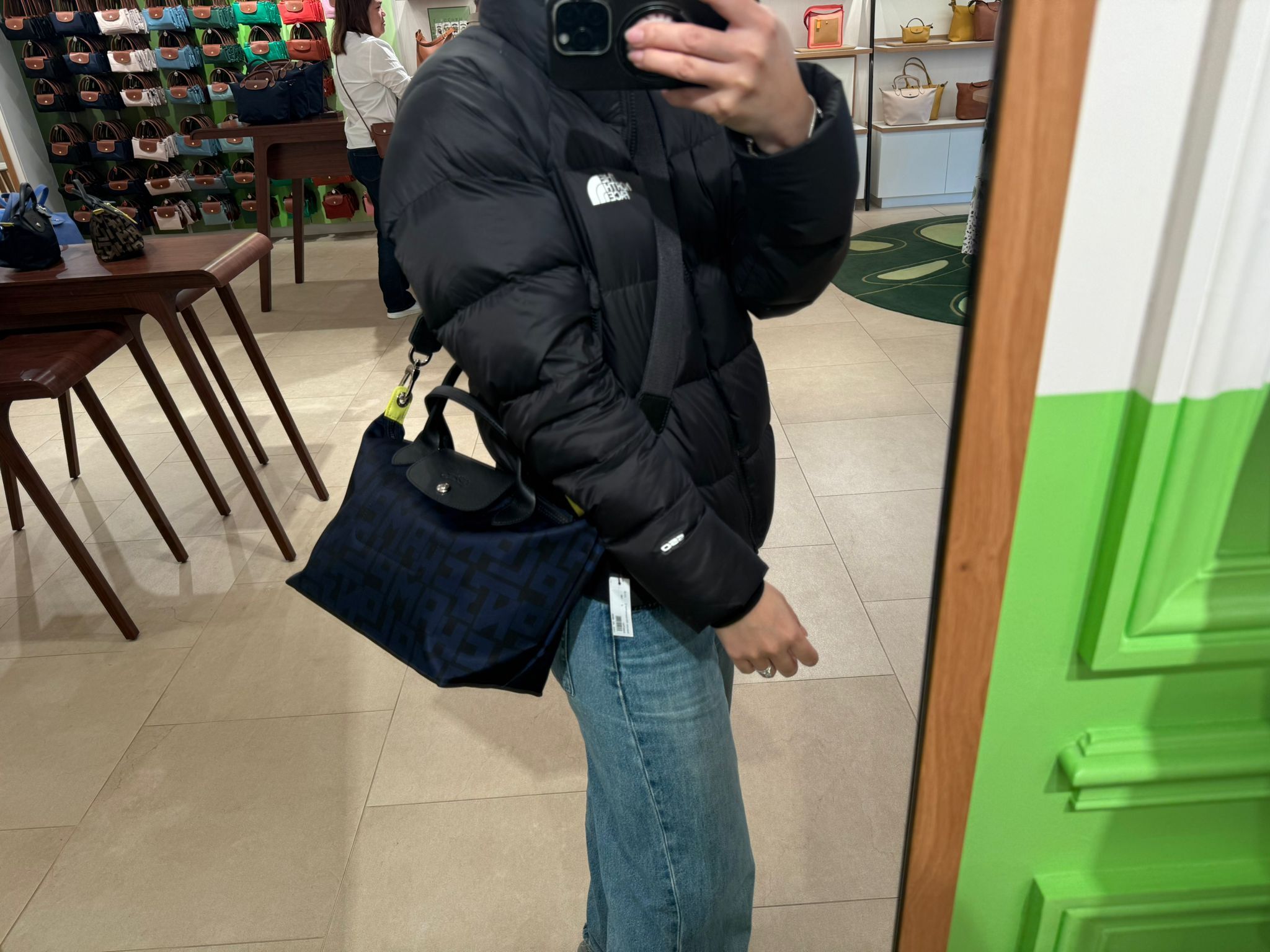 LYS01542 Longchamp 藍色滿版Logo兩用袋