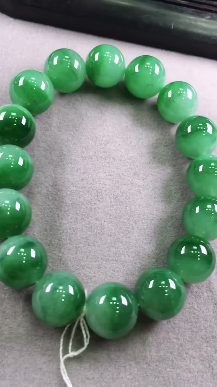 翡翠手串 (12.3mm直徑),天然翡翠A玉, 緬甸玉, Jade, Jadeite