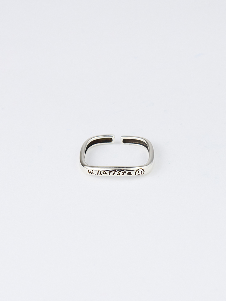 微笑方形字母戒指