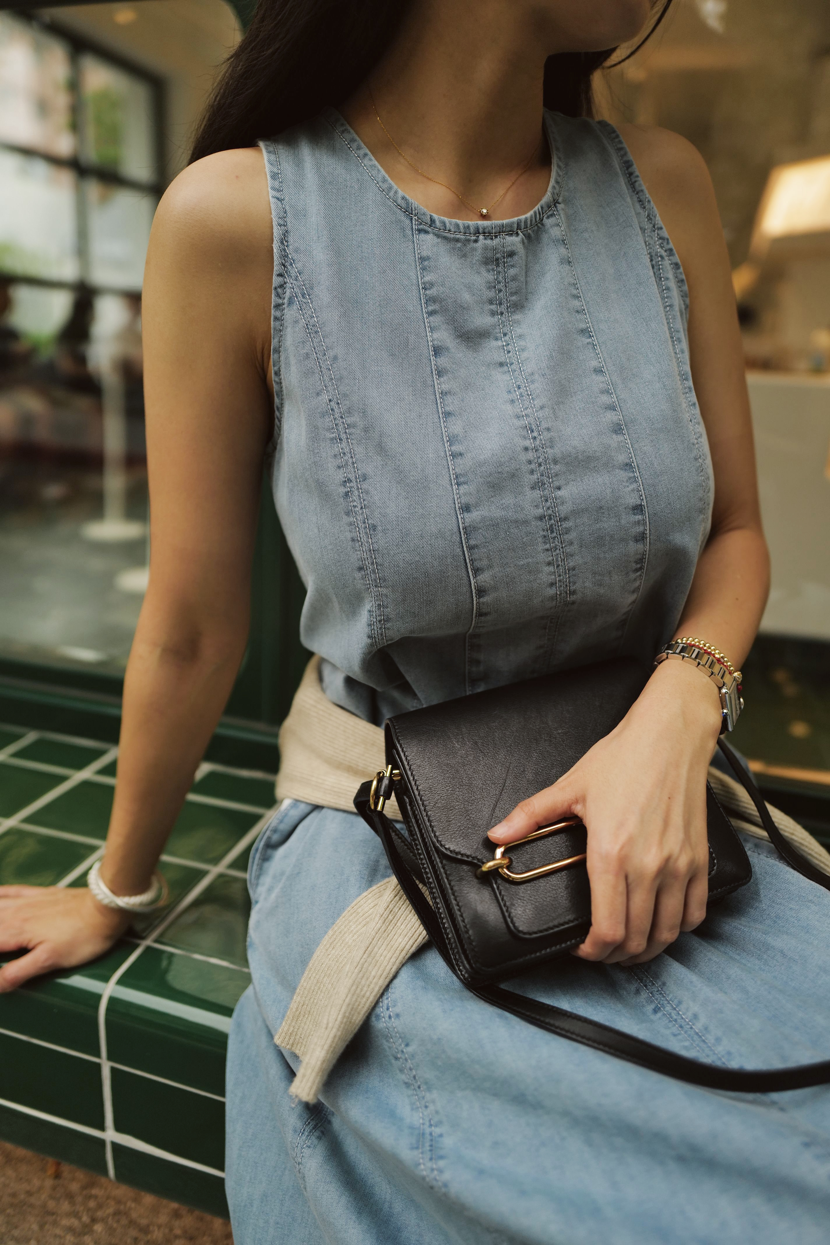 輕薄顯瘦牛仔背心長洋