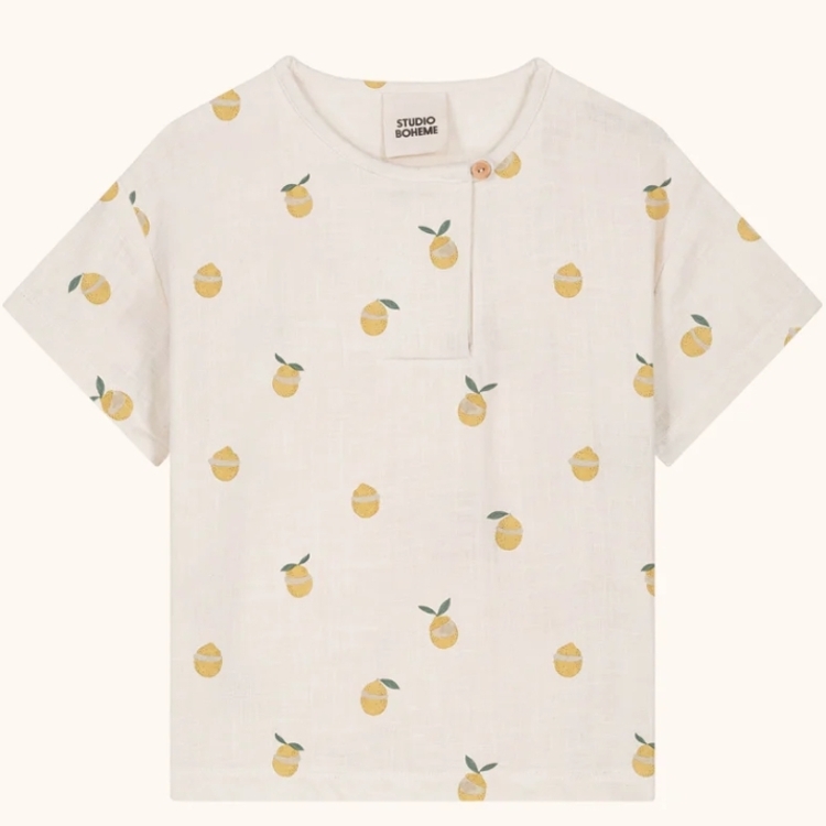 STUDIO BOHEME 單釦檸檬T恤 T-SHIRT ORSO GAZE - ECRU CITRON