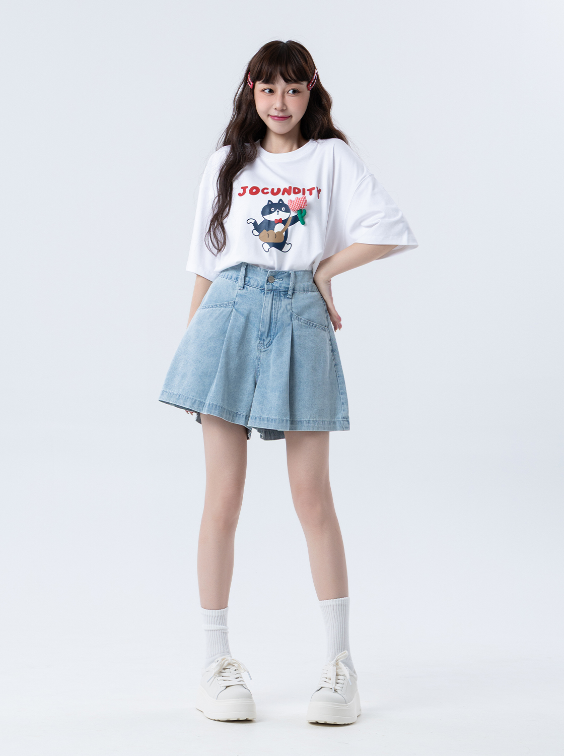 輕磅牛仔打折短褲