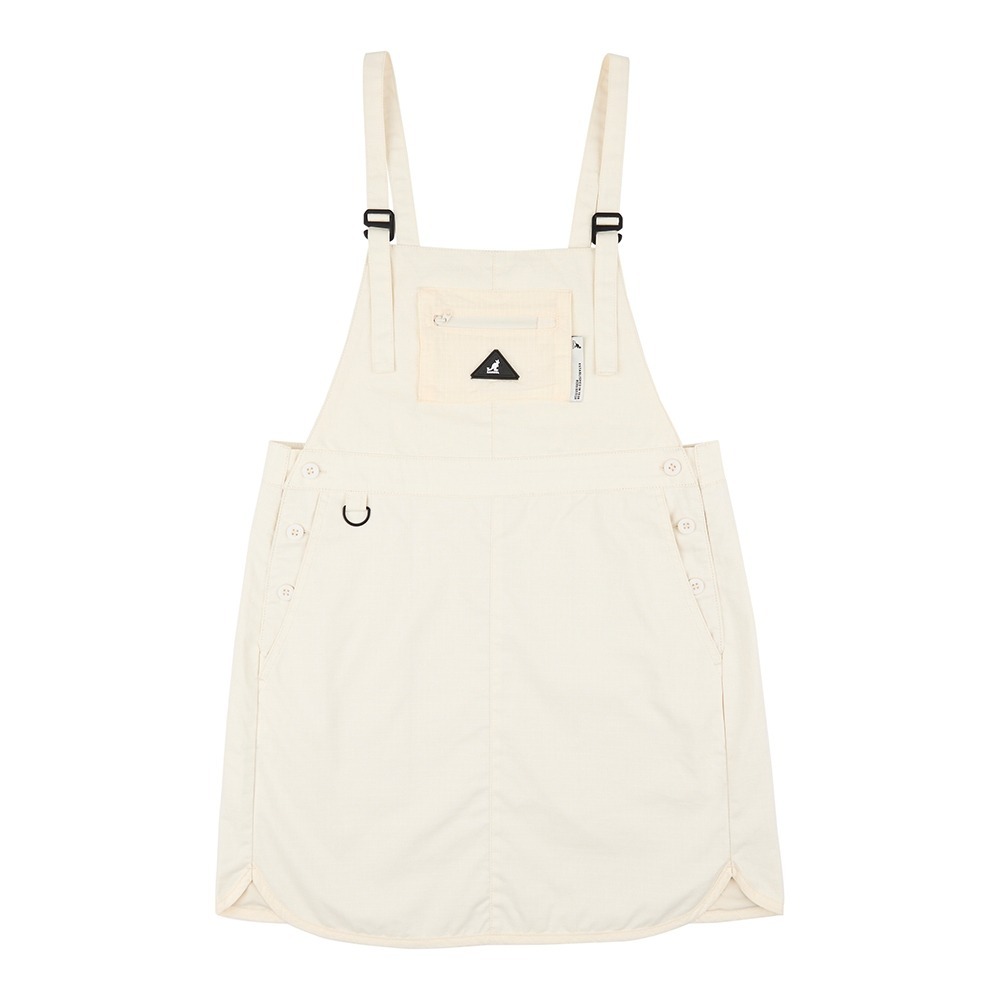【Kangol】女款工裝吊帶裙｜工裝設計 純棉舒適-米白色