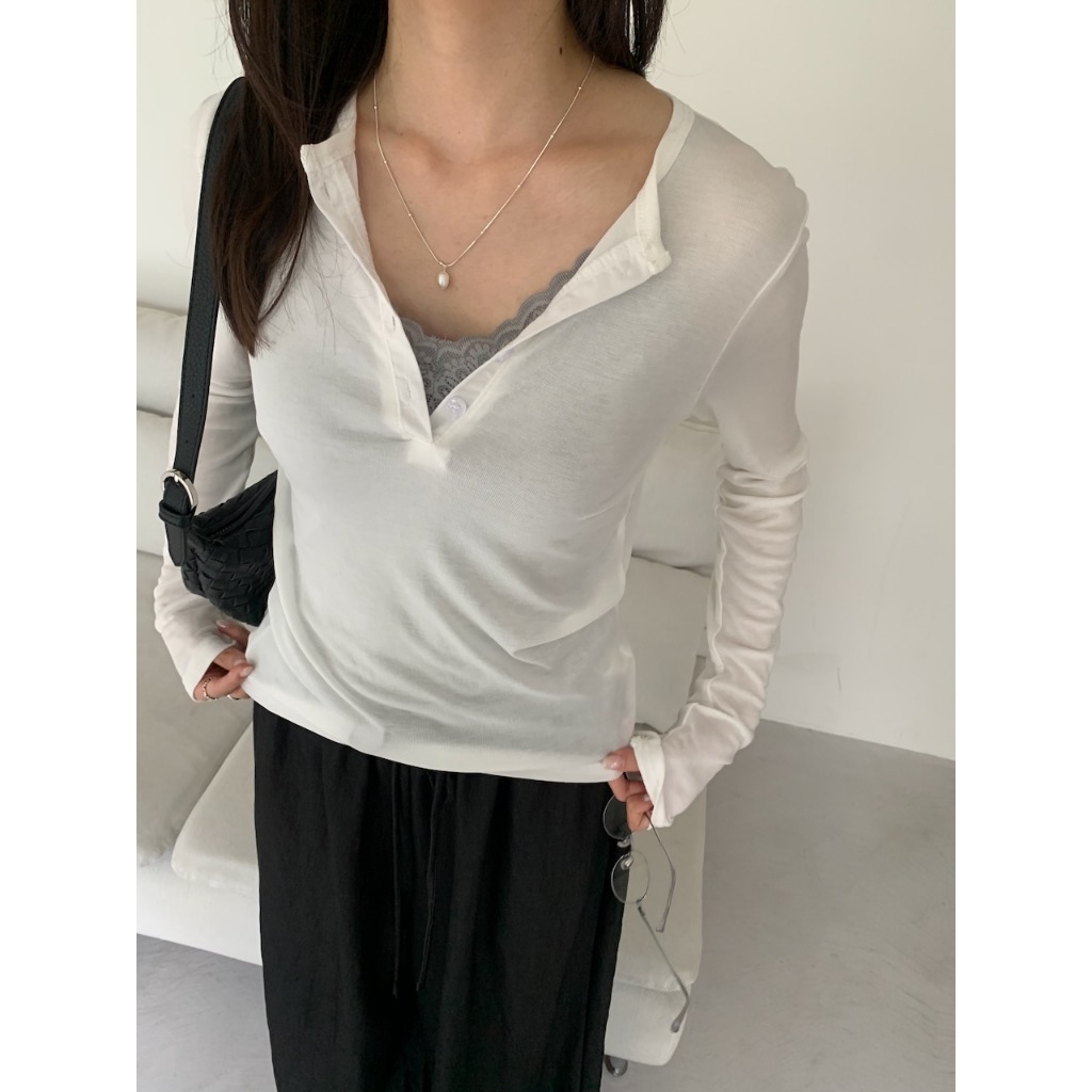 A08 日常慵懶 牛奶絲透膚上衣 #9925